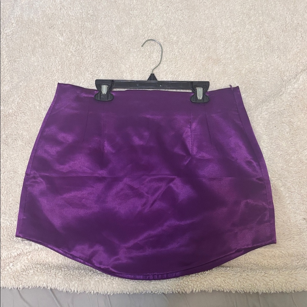 ZARA PURPLE SATIN EFFECT SKIRT - Picture 3 of 5